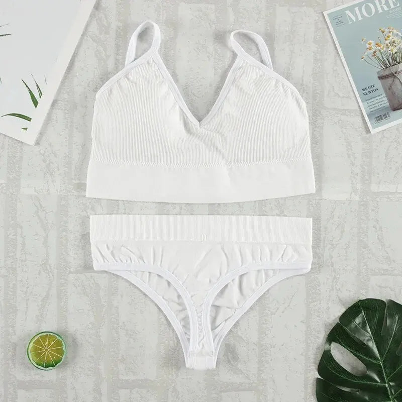 Conjunto Básico Sutiã e Calcinha Canelado.