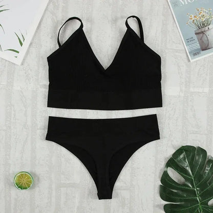 Conjunto Básico Sutiã e Calcinha Canelado.