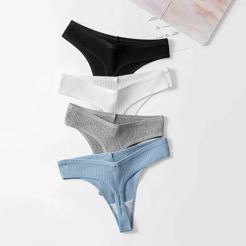 10 Peças Calcinha Fio dental básica canelada