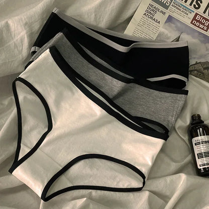 3Peças Calcinha de Algodão Básica Lisa