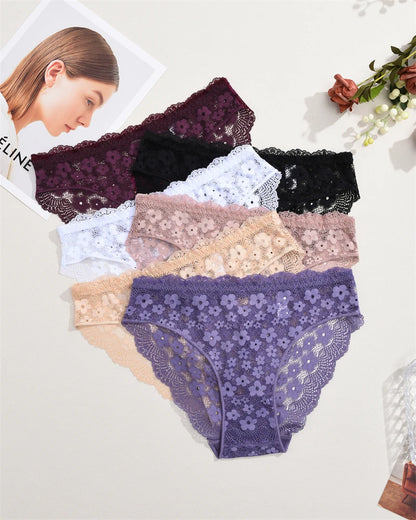 4 Peças calcinha biquini em renda flor