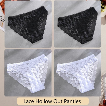 4 Peças calcinha biquini em renda flor