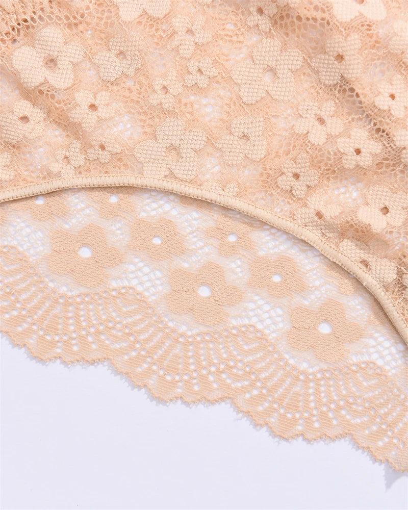 4 Peças calcinha biquini em renda flor