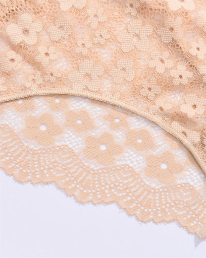 4 Peças calcinha biquini em renda flor