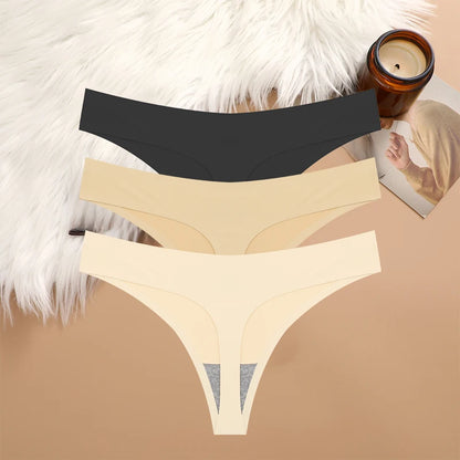 3peças Calcinha Básica sem costura fio dental.