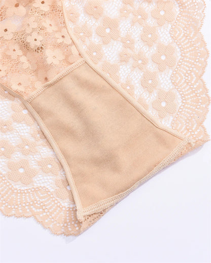 4 Peças calcinha biquini em renda flor