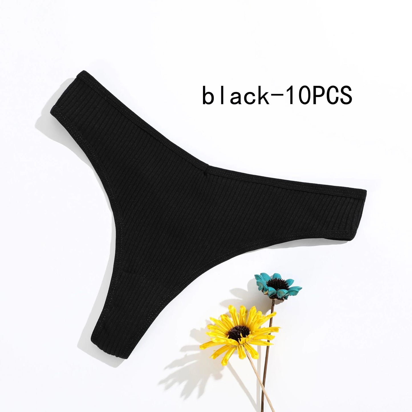 10 Peças Calcinha Fio dental básica canelada