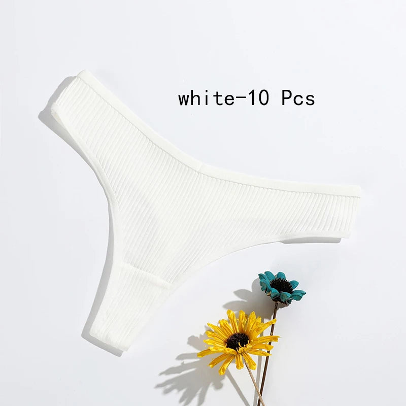 10 Peças Calcinha Fio dental básica canelada