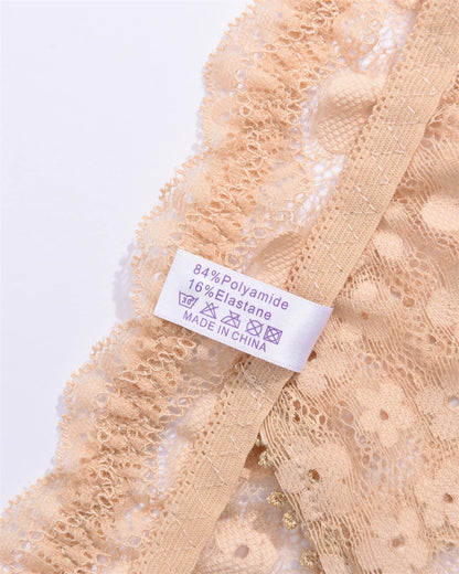 4 Peças calcinha biquini em renda flor