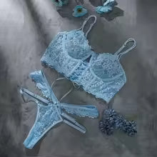Conjunto Lingerie Floral de Renda